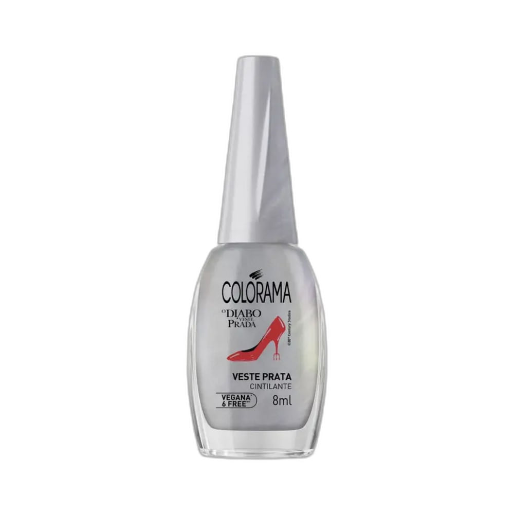 Frasco do Esmalte Colorama O Diabo Veste Prada Veste Prata em destaque